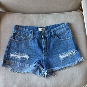 Just Black Medium Blue Distressed Denim Shorts